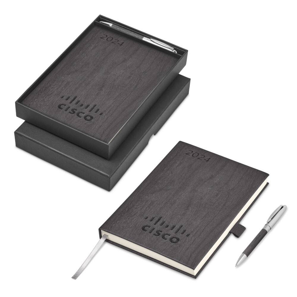 Oakridge 2024 A5 Diary and Pen Set GF-AM-1157-B-01_default by brandxellence