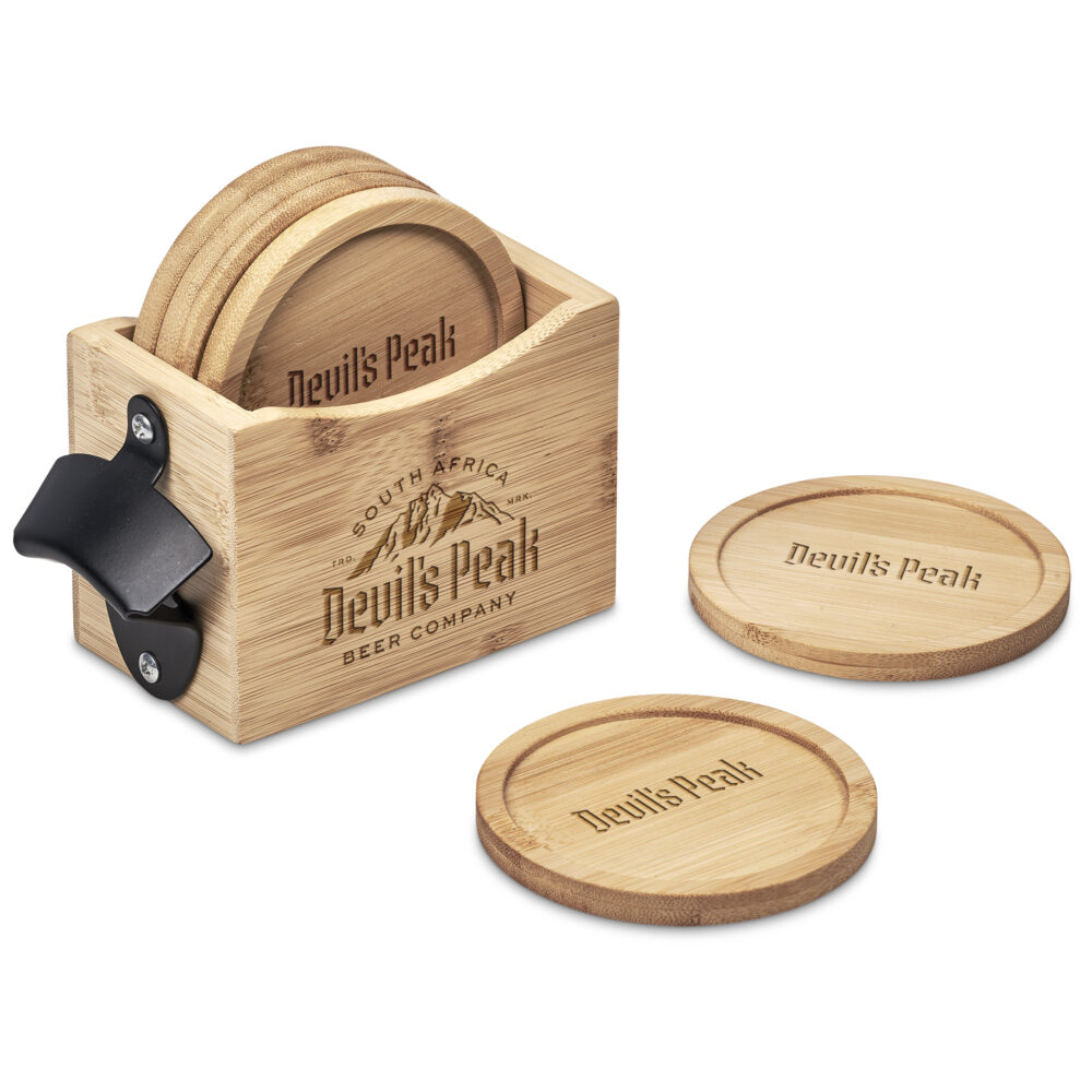 Okiyo Kanpai Bamboo Coaster and Bottle Opener Set HL-OK-141-B-10_default by brandxellence