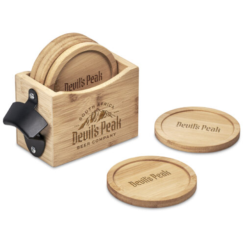 Okiyo Kanpai Bamboo Coaster and Bottle Opener Set HL-OK-141-B-10_default by brandxellence