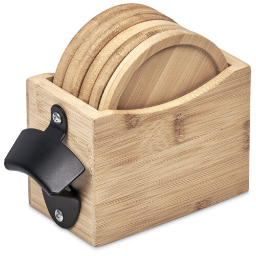 Okiyo Kanpai Bamboo Coaster and Bottle Opener Set HL-OK-141-B-10_default by brandxellence