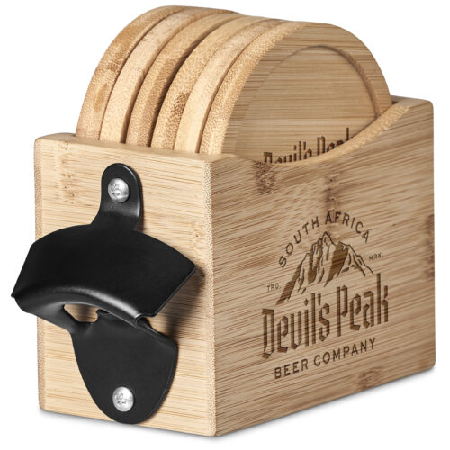 Okiyo Kanpai Bamboo Coaster and Bottle Opener Set HL-OK-141-B-10_default by brandxellence
