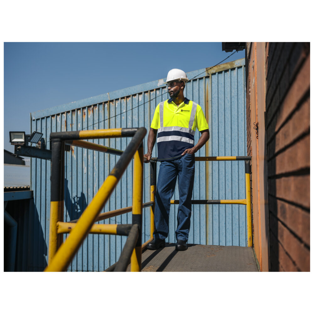 Surveyor Two-Tone Hi-Viz Reflective Golf Shirt ALT-1402-Y_LIFESTYLE03-LOGO_default Surveyor Two-Tone Hi-Viz Reflective Golf Shirt ALT-1402-Y_LIFESTYLE03-LOGO_default