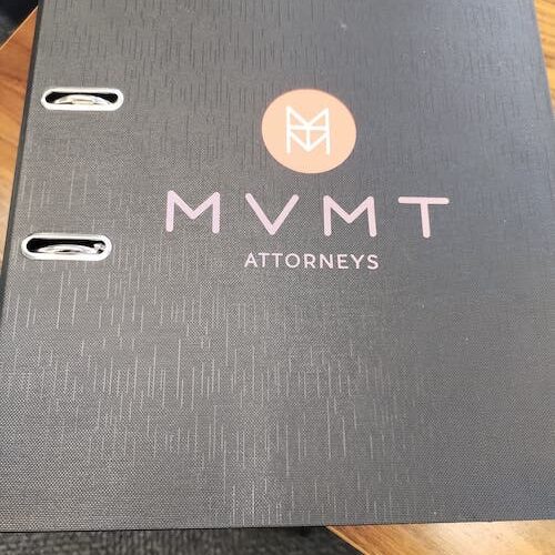 Image shows a lever arch file branded with a reverse vinyl sticker - printed by BrandXellence