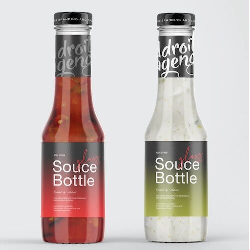 Image shows vinyl stickers on a product bottle by Brandxellence