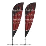 image shows a set of 2 teardrop banners also known as Flying banners or sharkfin banners johannesburg by brandxellence