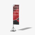 image shows a telescopic banner double-sided also known as a rectangular flag banner or flying banner as printed by brandxellence - branding company johannesburg